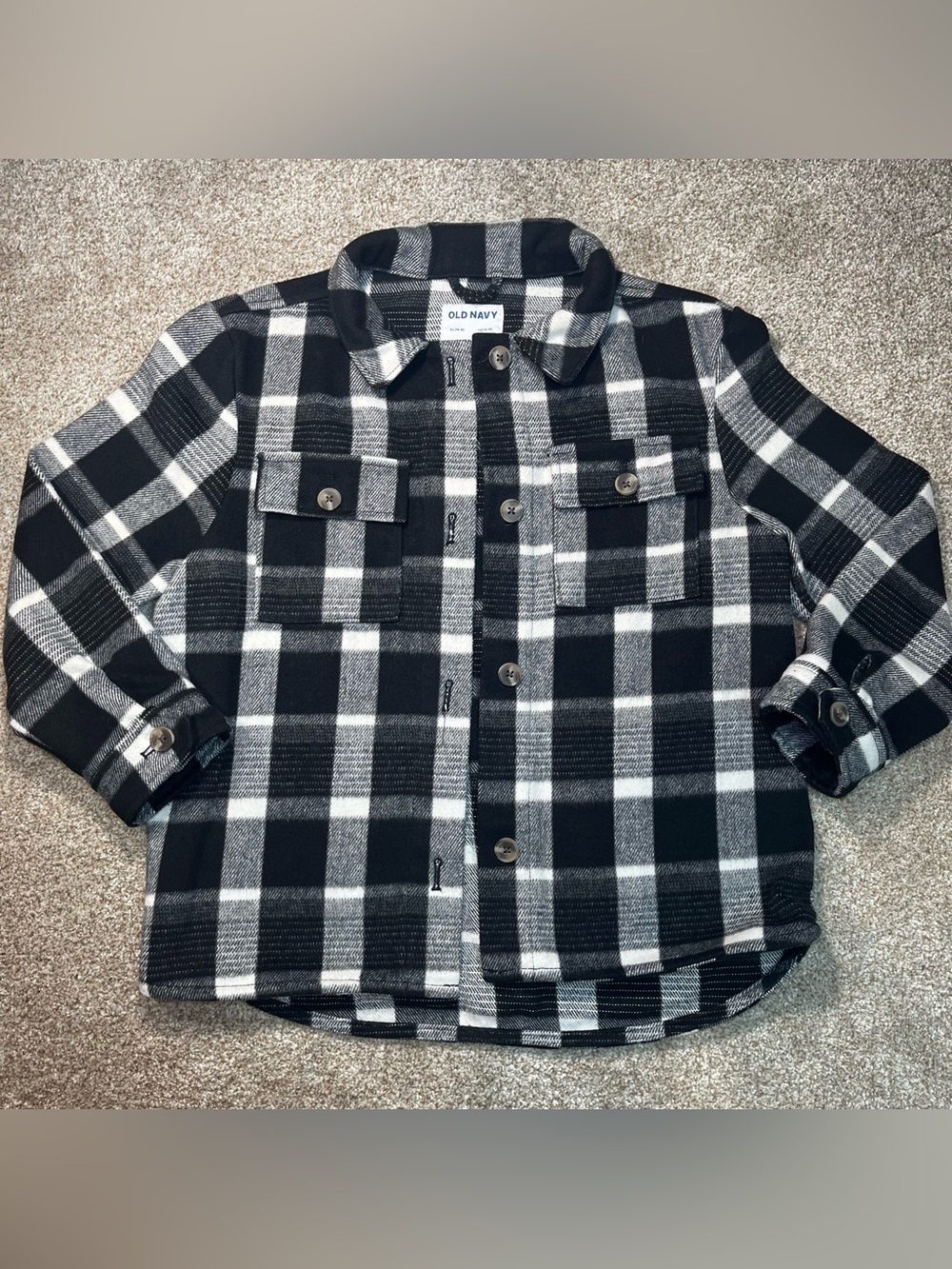 Girls Black and White Plaid Jacket, XL